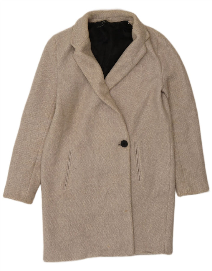 Zara Womens Pullover Overcoat UK 10 Small Grey Cotton