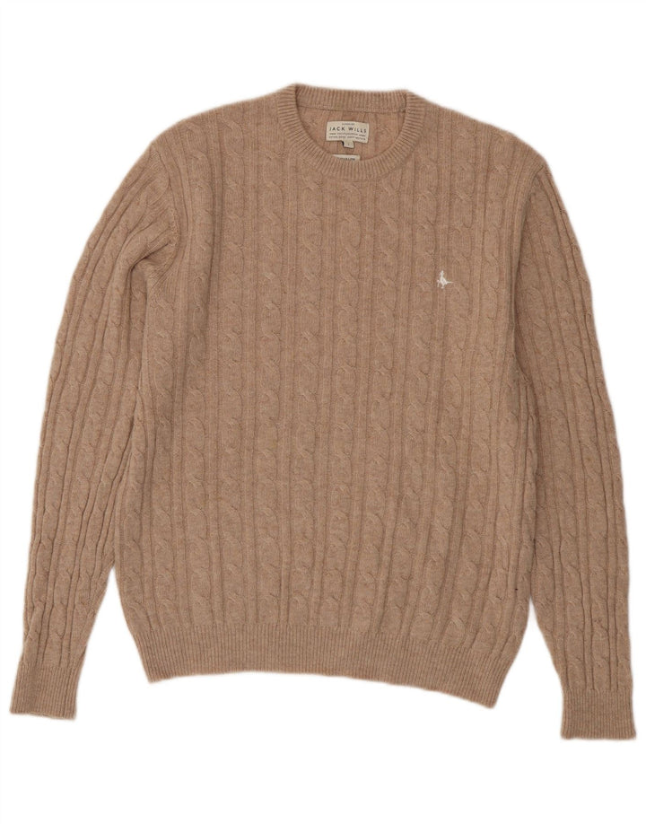 JACK WILLS Mens The Marlow Crew Neck Jumper Sweater Large Beige