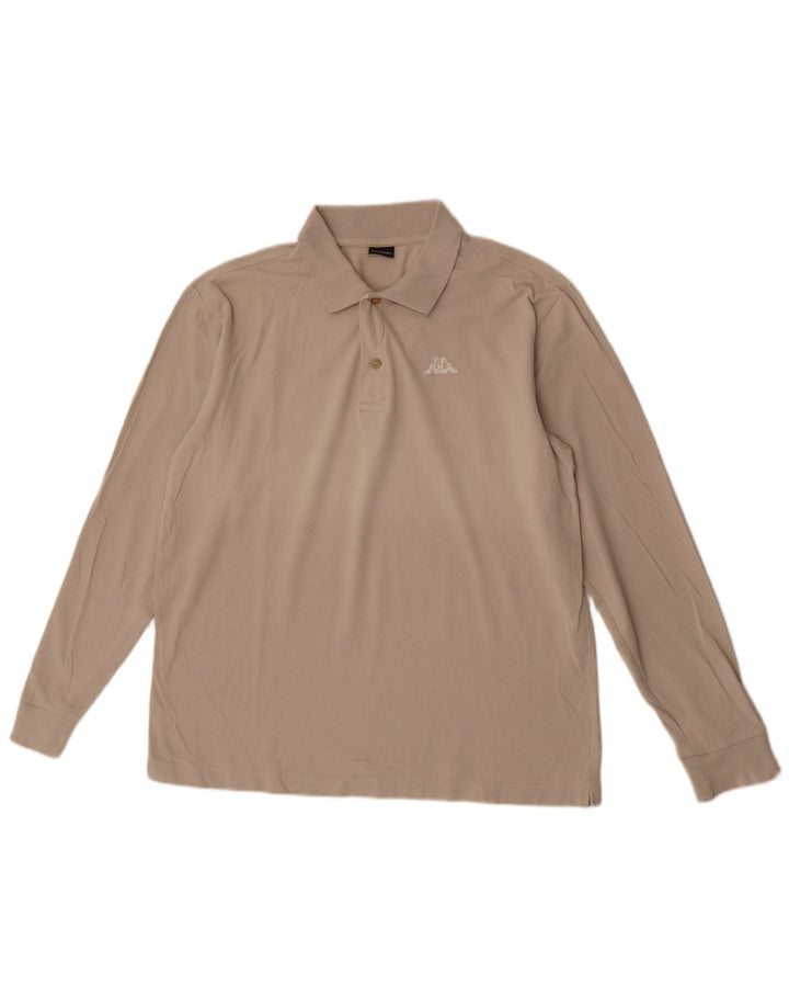 Kappa Mens Long Sleeve Polo Shirt Large Beige