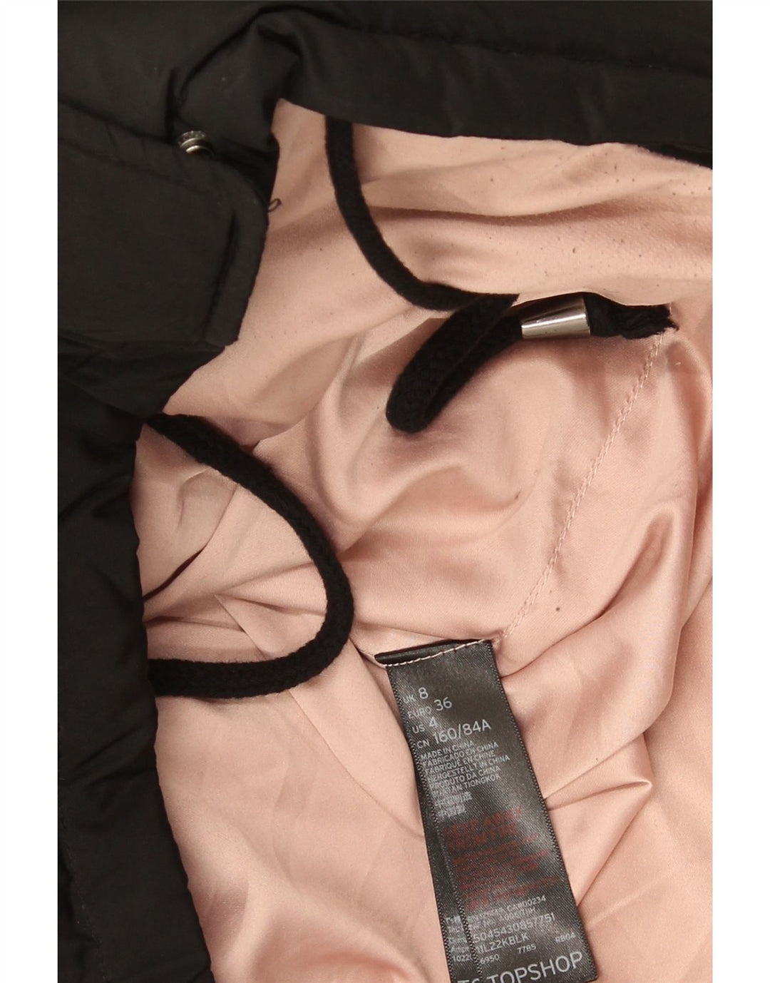 Giacca imbottita oversize con cappuccio da donna Topshop UK 8 piccola poliestere nero
