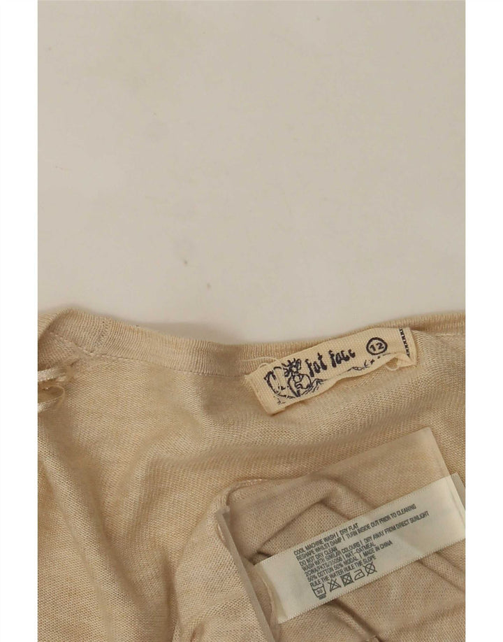 Fat Face Womens Asymmetric Open Cardigan Top UK 12 Medium Beige Flecked