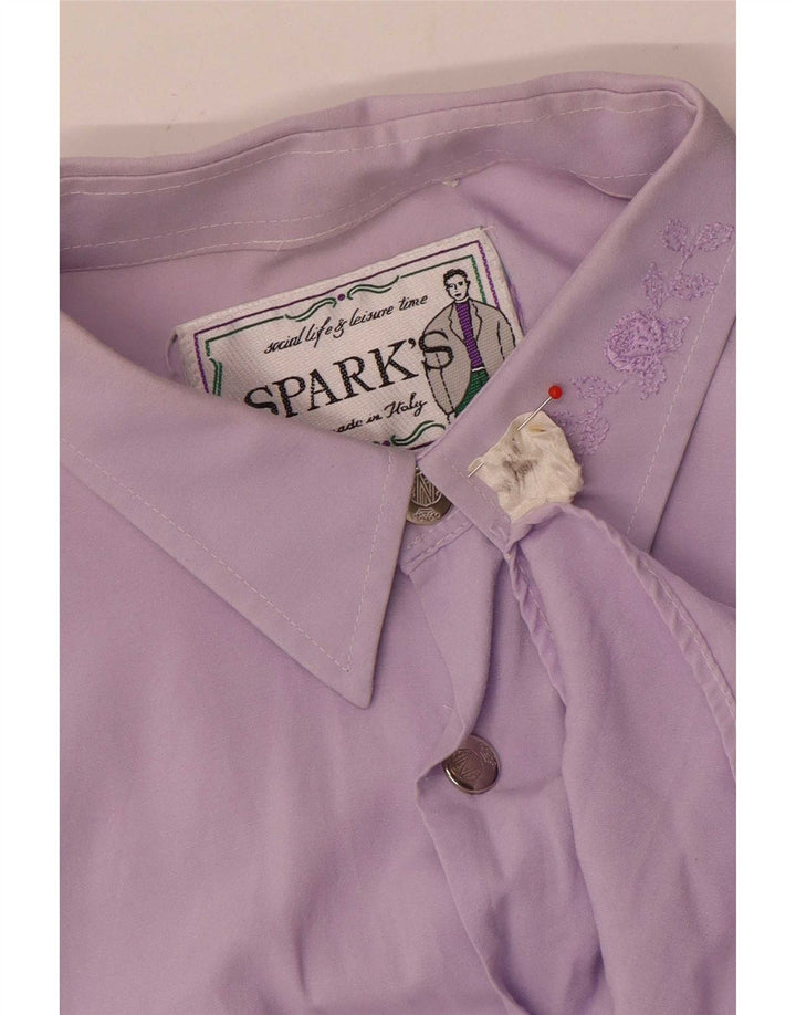 Vintage Mens Shirt Large Purple Floral Viscose