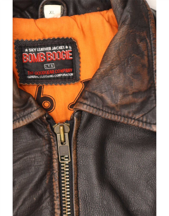 Bomboogie Bomber in pelle da uomo UK 42 XL Pelle marrone