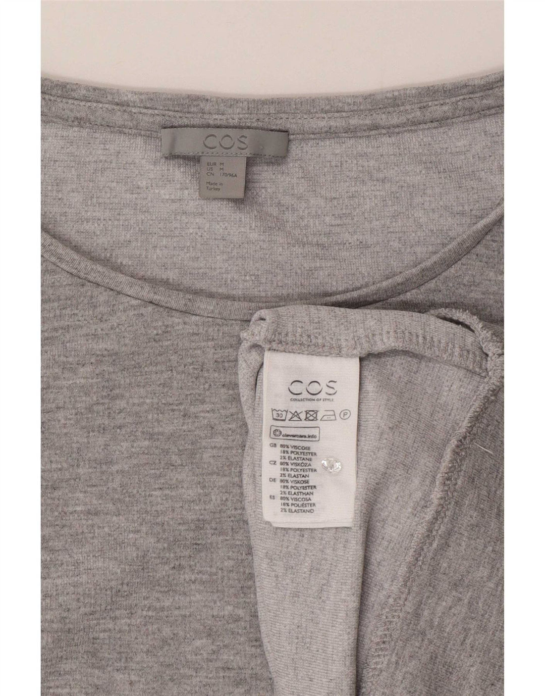Cos Dame Oversized Top Langærmet UK 14 Medium Grey Flecked Viscose