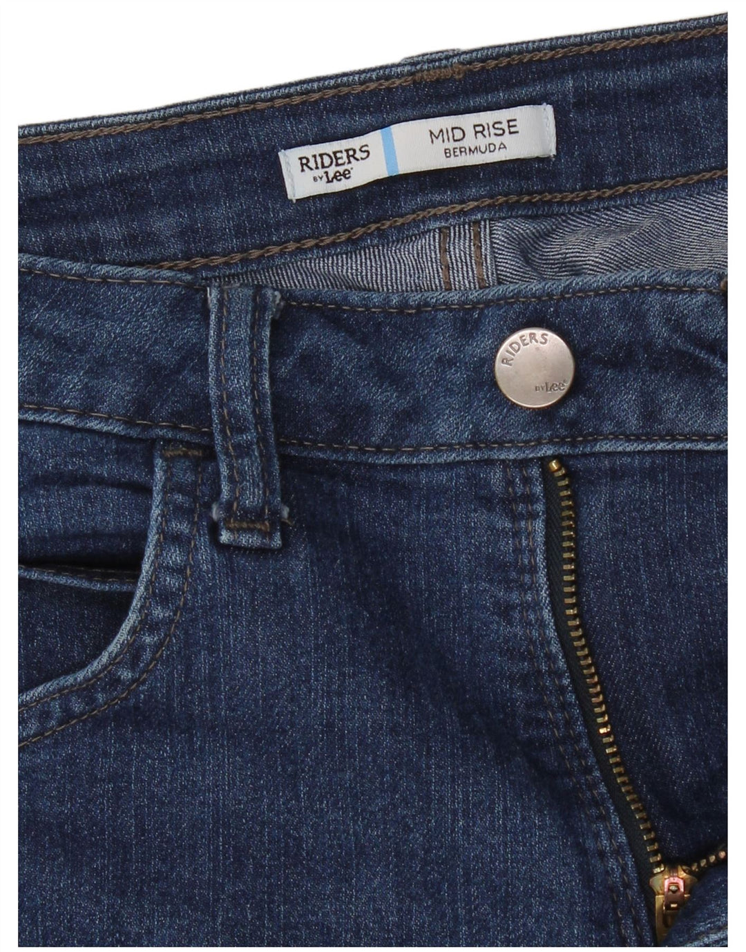 LEE Womens Riders Mid Rise Denim Bermuda Shorts W30 Medium Blue