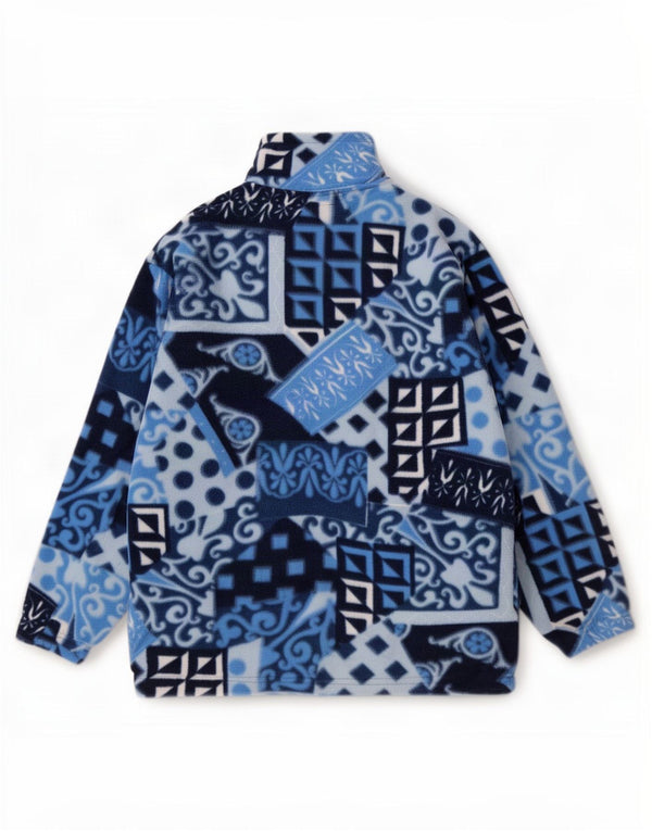 Maglione in pile da uomo con zip e collo Campagnolo UK 38 Blu medio geometrico
