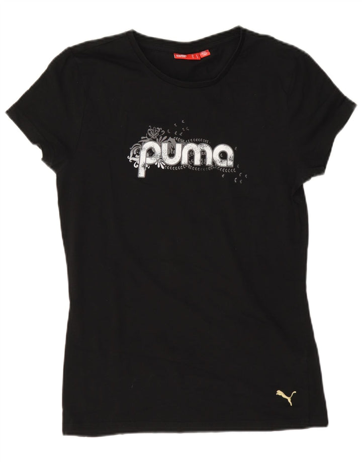 Puma Womens Regular Graphic T-Shirt Top UK 12 Medium Black Cotton