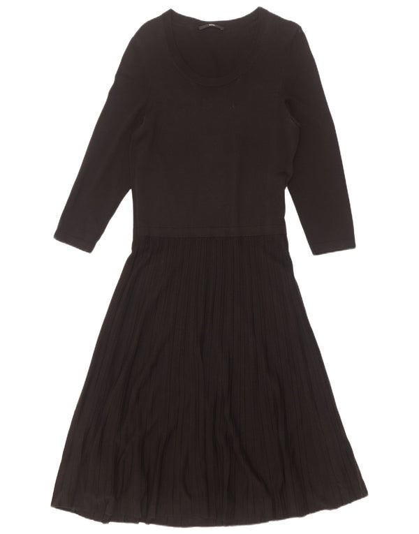 Hugo Boss Womens 3/4 Sleeve Jumper Dress UK 14 Large Black Viscose