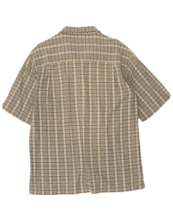 Columbia Mens Short Sleeve Shirt Medium Khaki Check Cotton