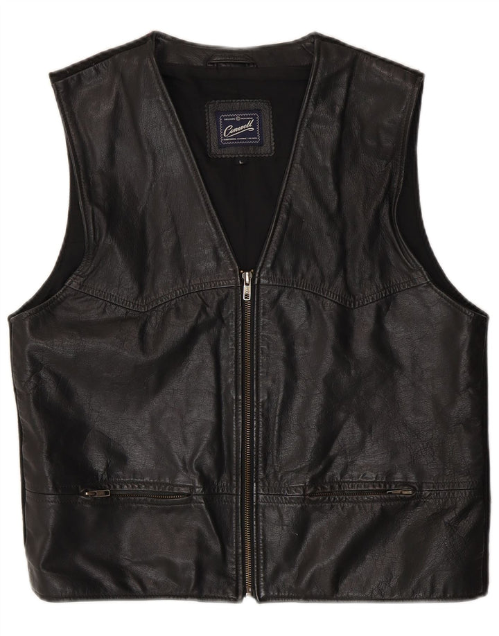 Conwell Womens Leather Waistcoat UK 16 Large Black Leather