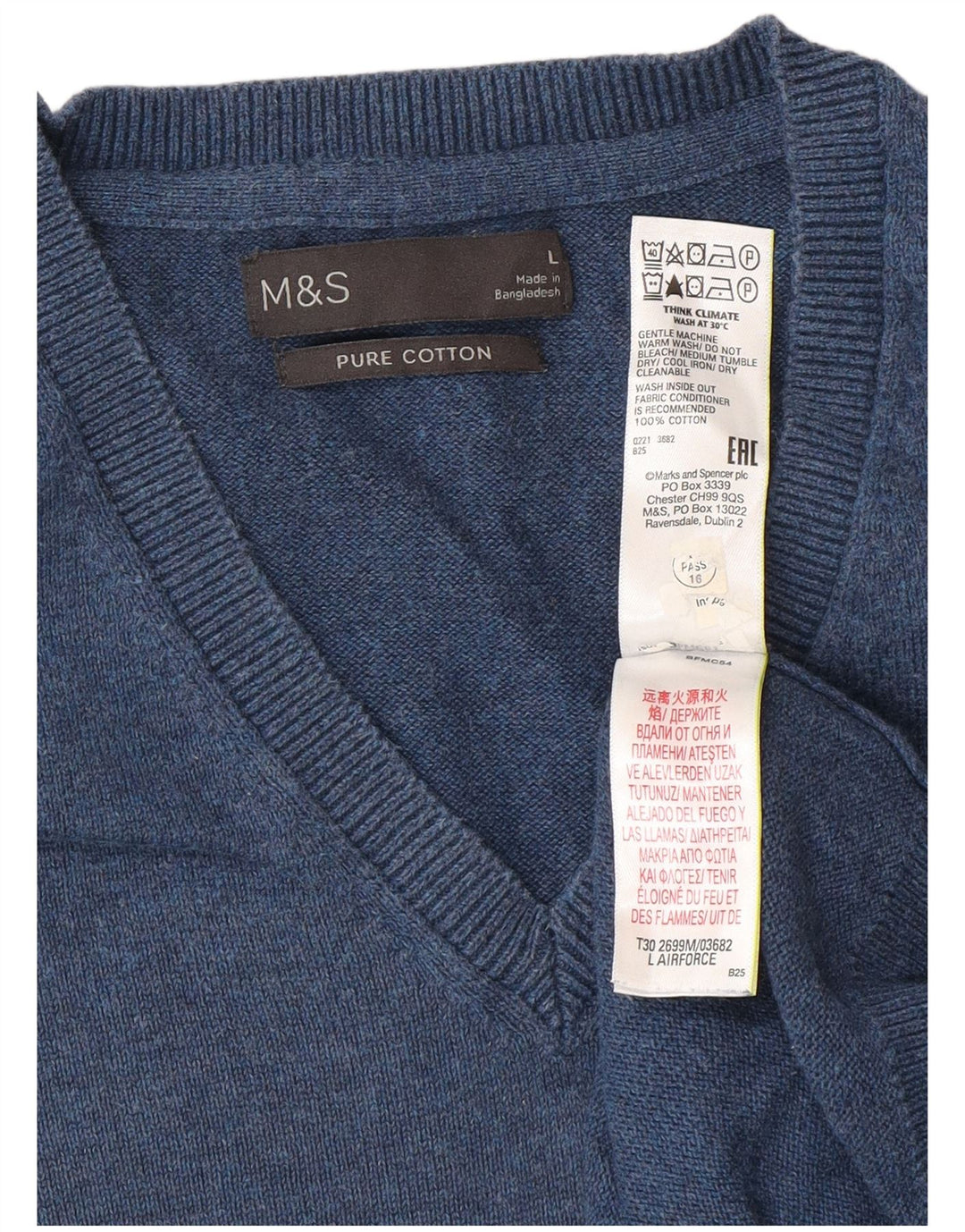 Marks & Spencer Herren-Weste, Tanktop, groß, marineblau, Baumwolle