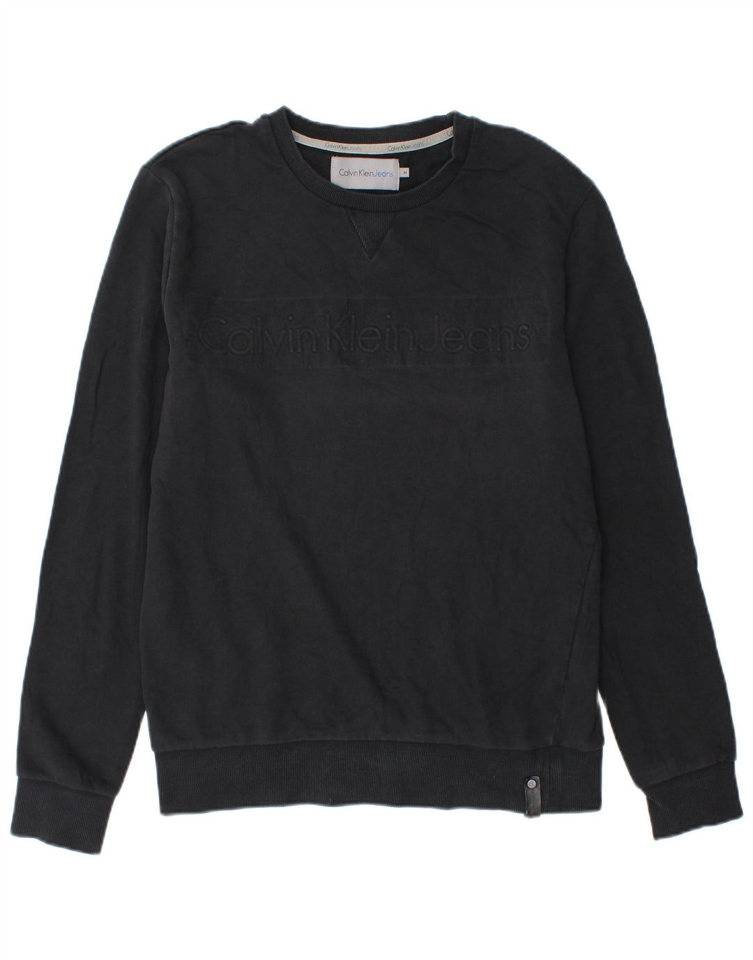 Calvin Klein Jeans Mens Graphic Sweatshirt Jumper Medium Black Cotton