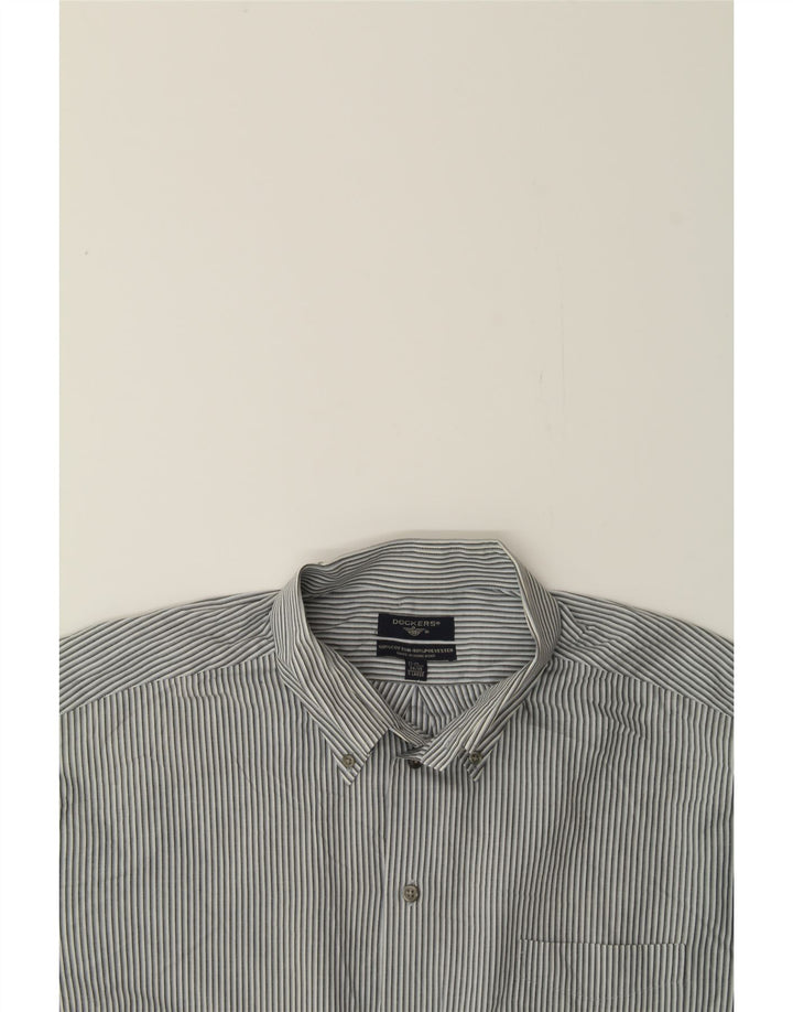 DOCKERS Mens Shirt Size 17 1/2 XL Grey Striped Cotton Vintage Dockers and Second-Hand Dockers from Messina Hembry 