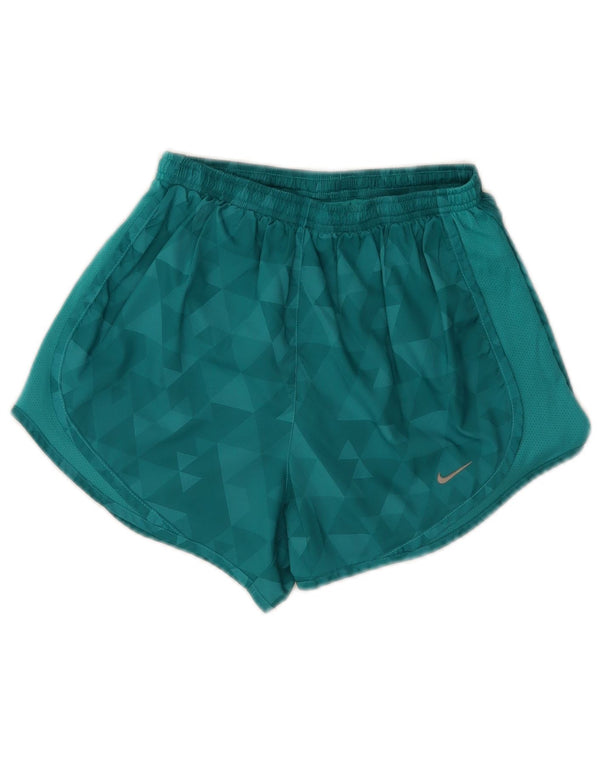 Nike Womens Dri Fit Sport Shorts UK 4 XS Turquoise Geometric Polyester