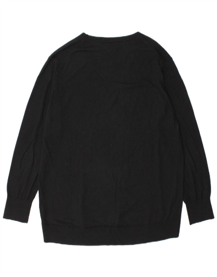 Massimo Dutti Herren-Pullover mit V-Ausschnitt, Größe S, Schwarz