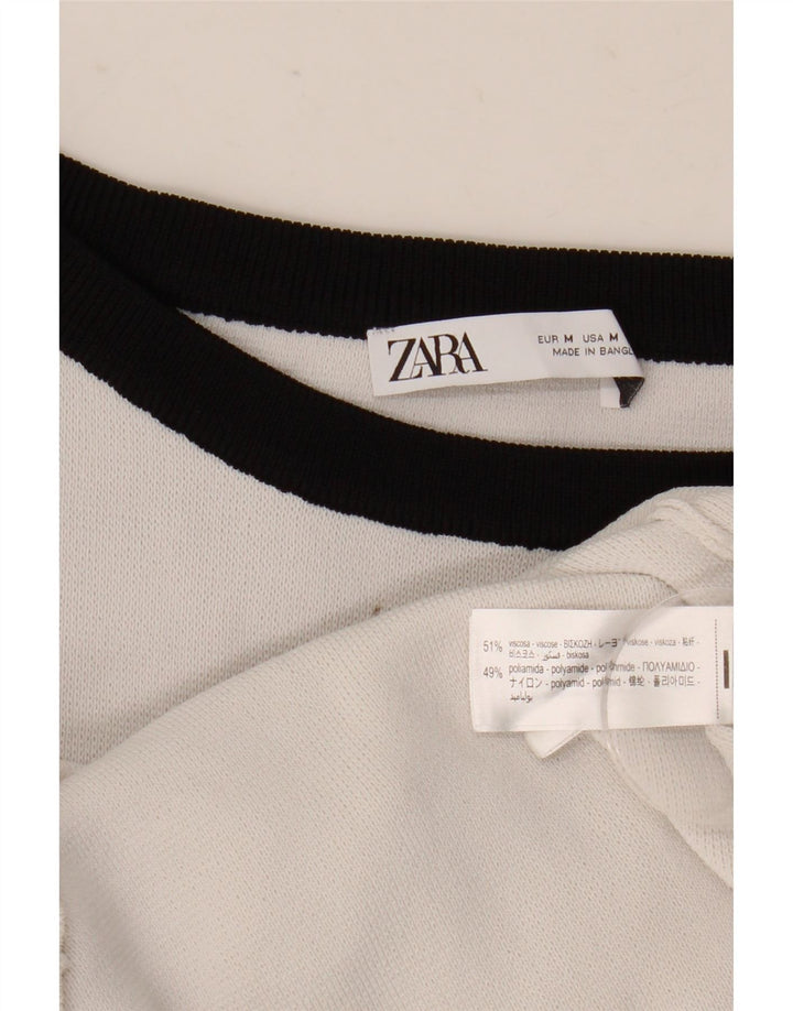 Zara Womens Sleeveless A-Line Dress UK 14 Medium White Viscose