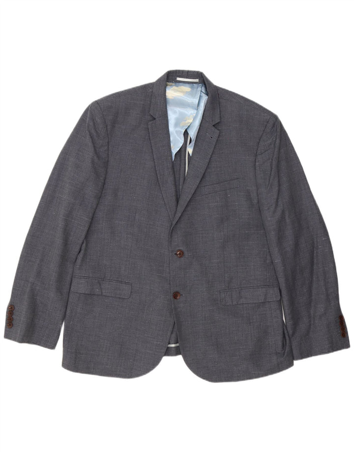 Joules Mens 2 Button Slim Fit Blazer Jacket UK 48 4XL Grey Flecked Wool