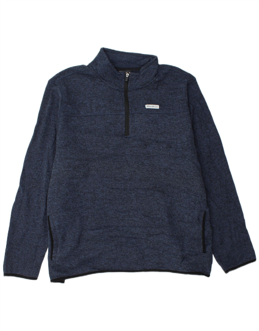 EDDIE BAUER Mens Zip Neck Sweatshirt Jumper 2XL Navy Blue Flecked