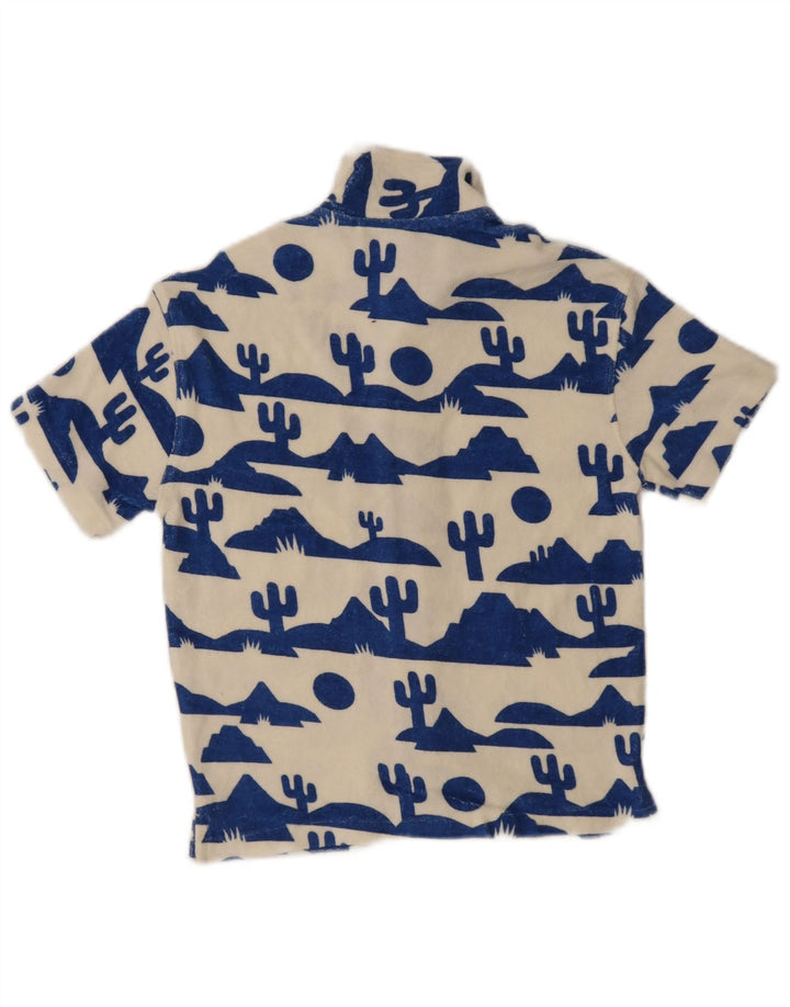 John Lewis Boys Abstract Pattern Short Sleeve Shirt 7-8 Years White Cotton