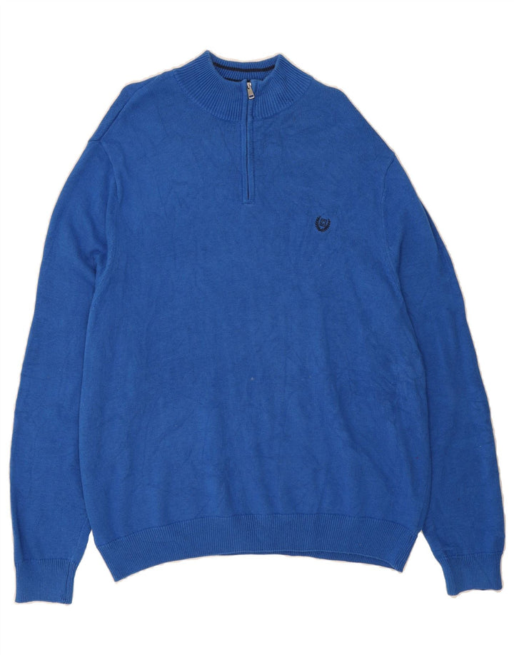 CHAPS Mens Zip Neck Jumper Sweater 2XL Blue Cotton Vintage Chaps and Second-Hand Chaps from Messina Hembry 