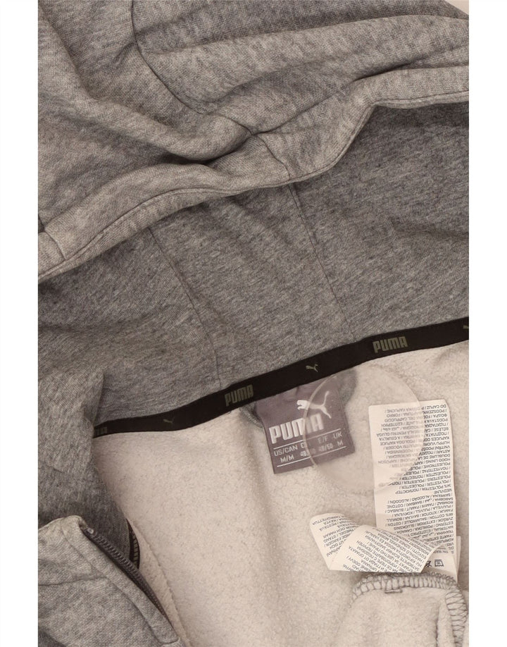 PUMA Mens Graphic Zip Hoodie Sweater Medium Grey Flecked Cotton