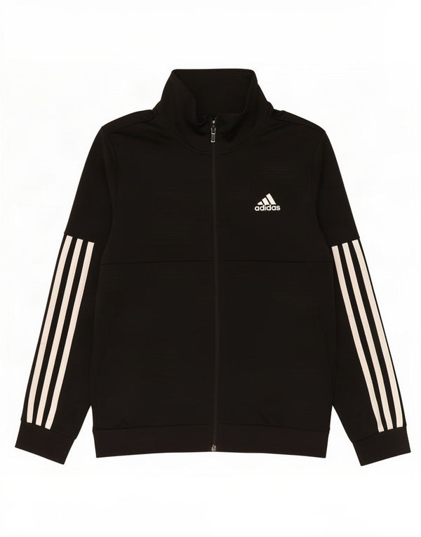 Adidas Girls Tracksuit Top Jacket 11-12 Years Black Polyester