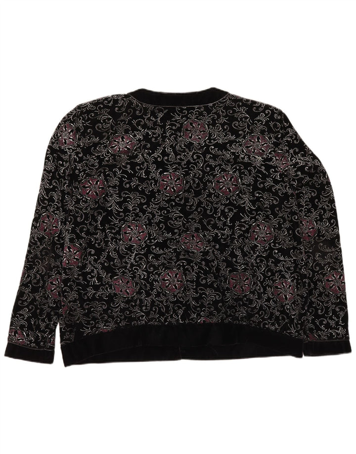 YESSICA Womens Oversized 6 Button Blazer Jacket EU 46 XL Black Floral