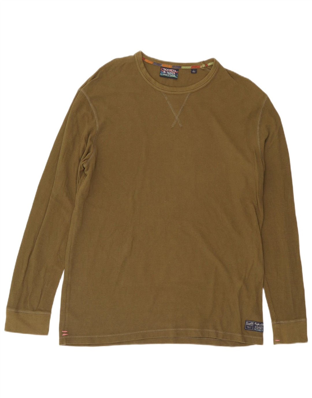 Scotch & Soda Mens Top Long Sleeve Large Khaki Cotton