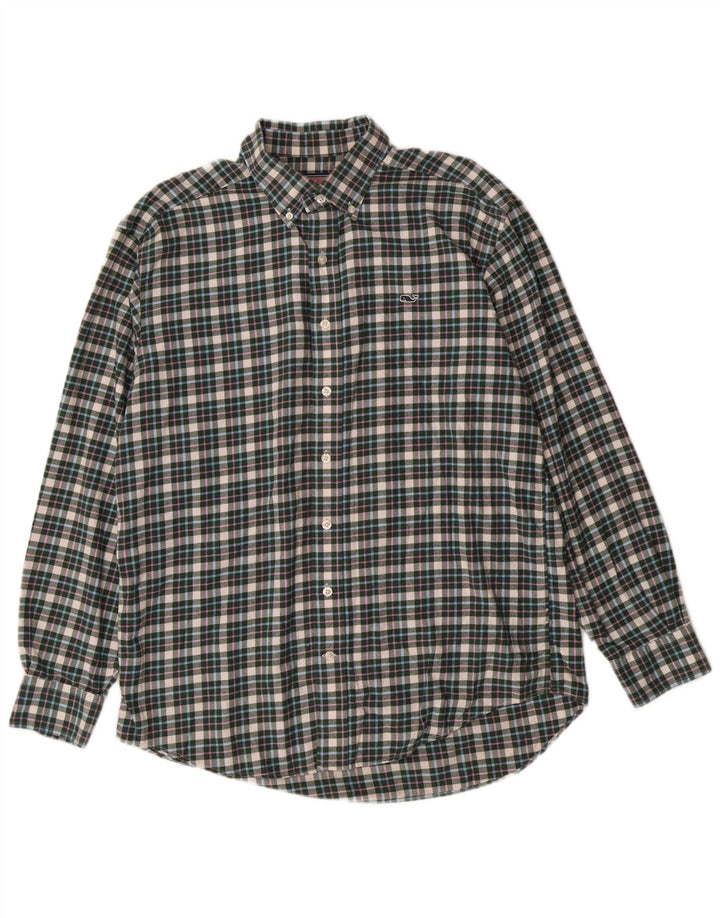 Vineyard Vines Mens Flannel Shirt Medium Green Check Cotton Preppy