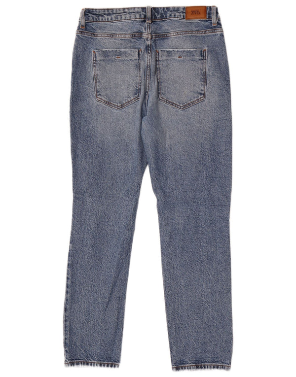 Zara Dame Distressed Slim Jeans EU 36 XS W26 L27 Blå