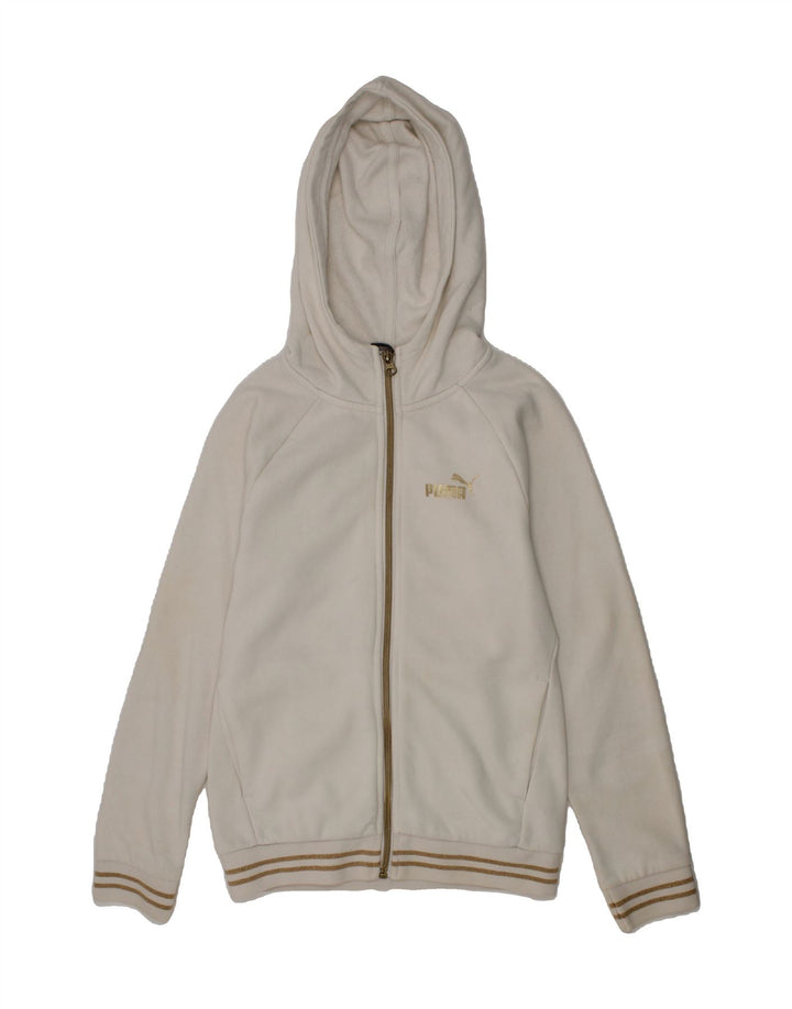 PUMA Girls Zip Hoodie Sweater 11-12 Years White Cotton Vintage Puma and Second-Hand Puma from Messina Hembry 