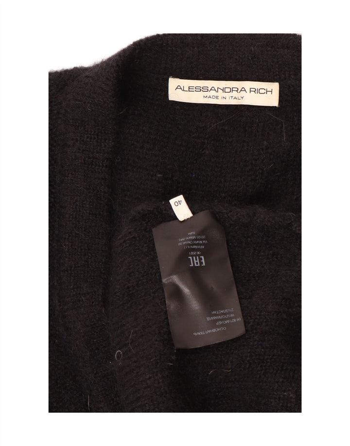 Alessandra Rich Womens Oversized Cardigan Sweater IT 40 Small Black Mohair