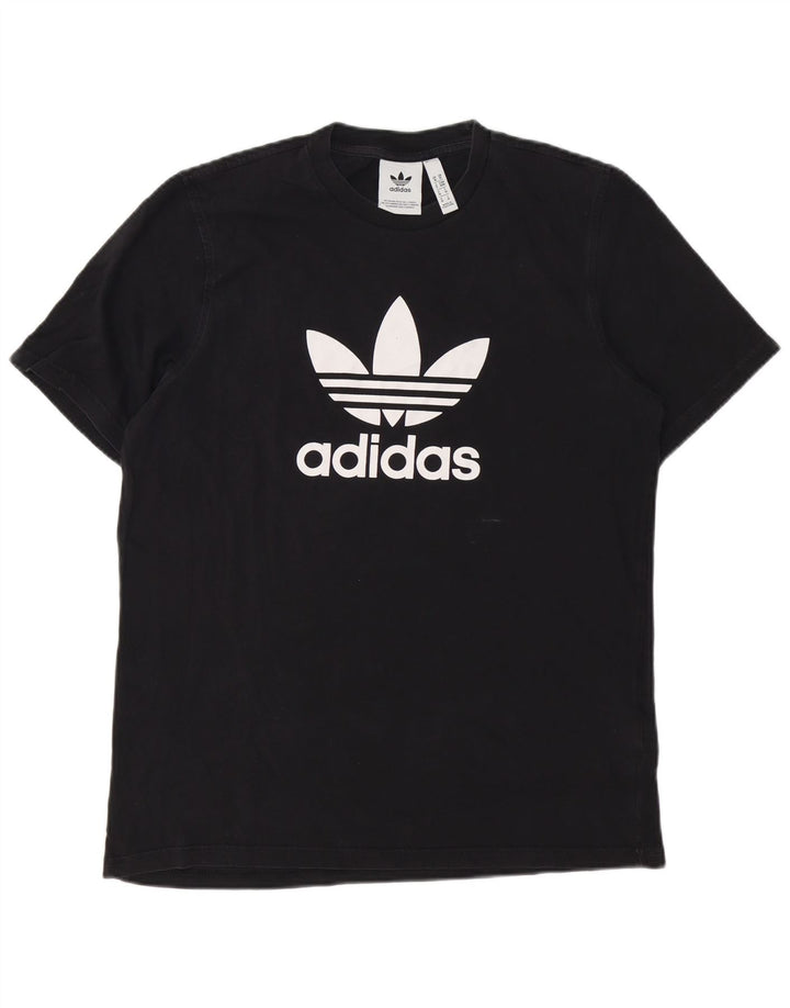 ADIDAS Mens Graphic T-Shirt Top Medium Black Cotton