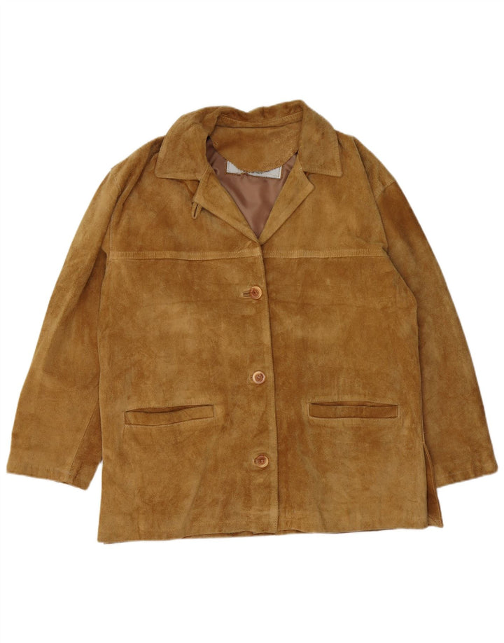 Davin Womens Oversized Suede Jacket IT 44 Medium Brown Leather