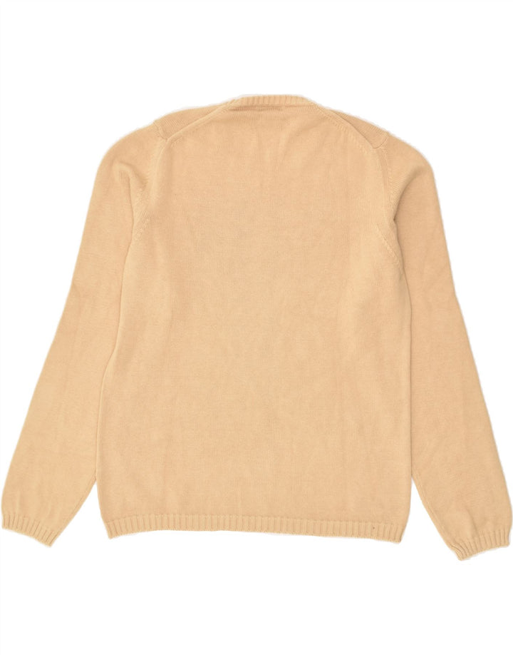 FRED PERRY Womens Crew Neck Jumper Sweater UK 16 Large Beige Cotton | Vintage Fred Perry | Thrift | Second-Hand Fred Perry | Used Clothing | Messina Hembry 