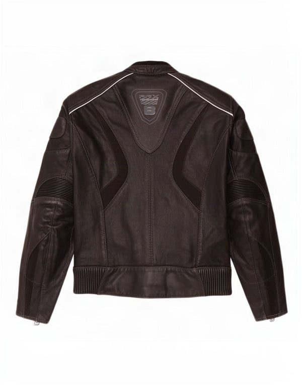Probiker Womens Graphic Leather Racer Jacket UK 14 Large Black