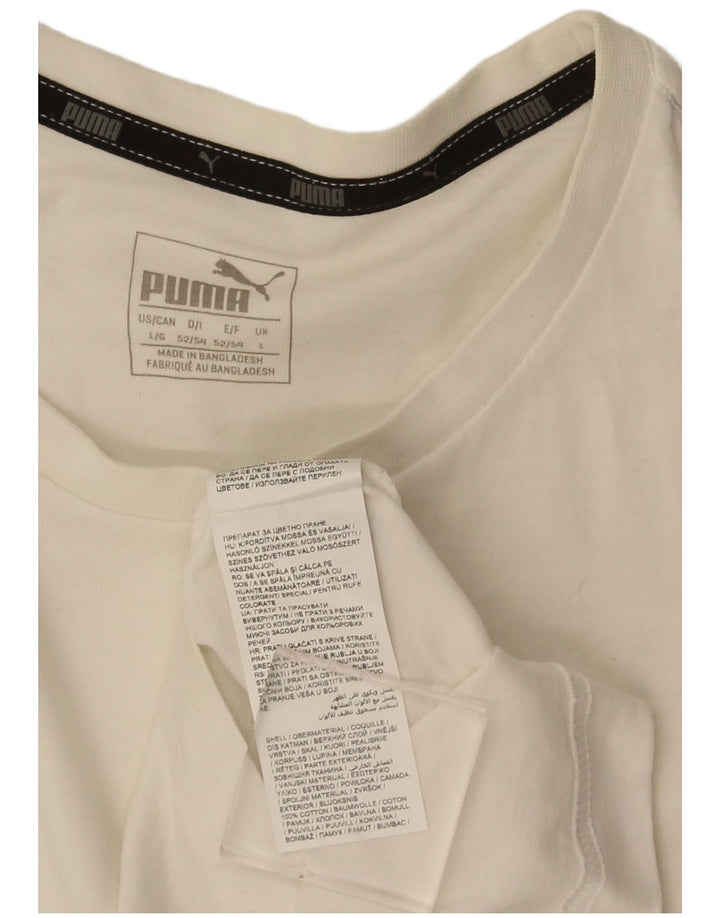 Puma Mens Graphic T-Shirt Top Large White Cotton
