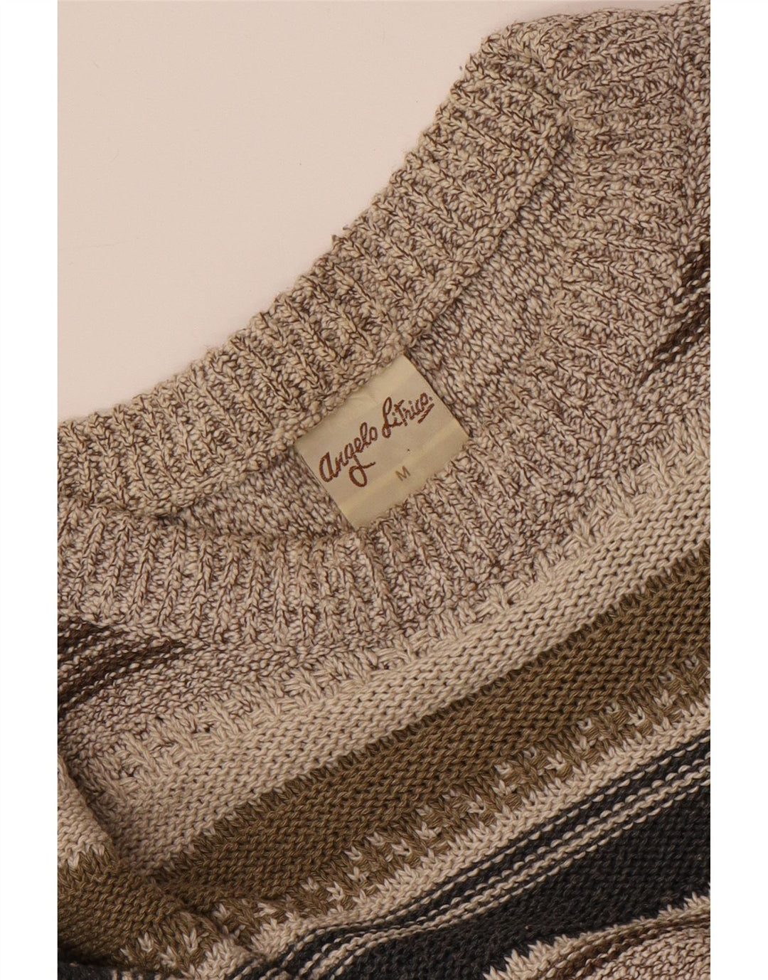 Angelo Litrico Mens Boat Neck Jumper Sweater Medium Grey Striped Cotton