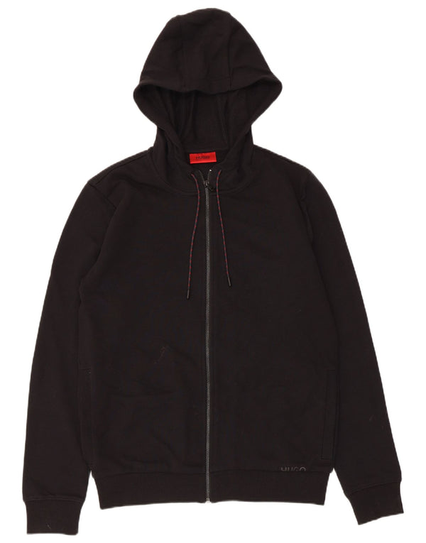 HUGO BOSS Pull à capuche zippé XS en coton noir |