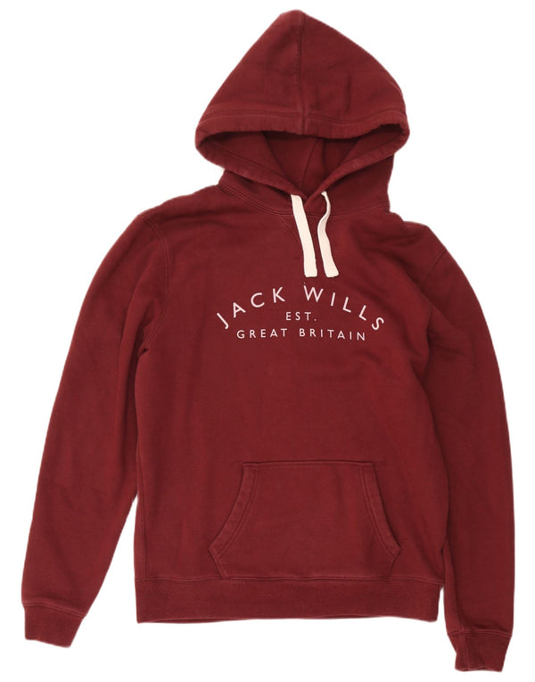 Jack Wills Mens Graphic Hoodie Jumper Large Burgundy Cotton