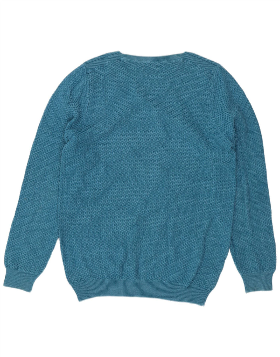 Massimo Dutti Mens Boat Neck Jumper Sweater Medium Blue Cotton