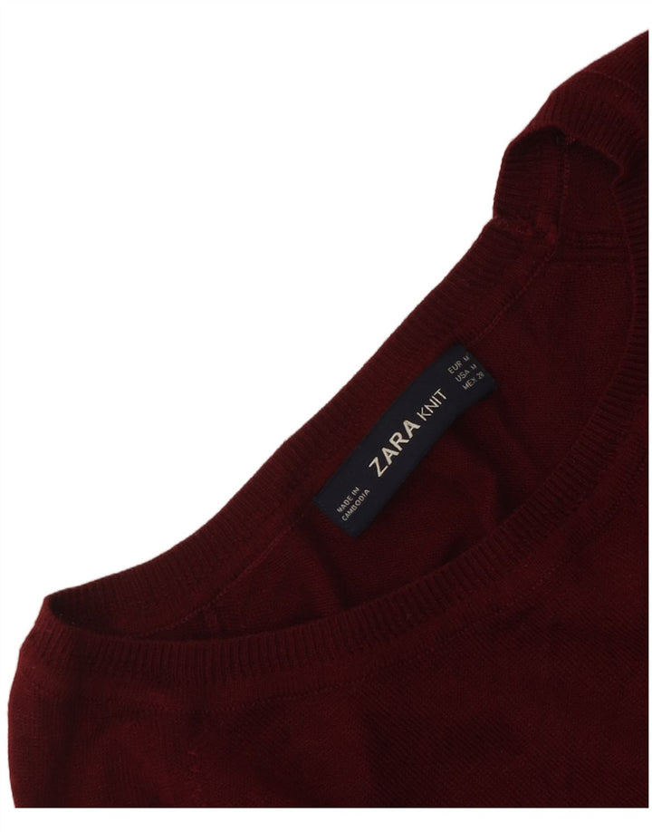 Zara Womens Boat Neck Jumper Sweater UK 14 Medium Maroon