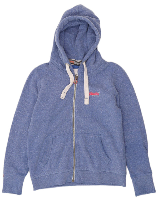 Superdry hættetrøje til kvinder med lynlås UK 18 XL Blå Flecked Polyester