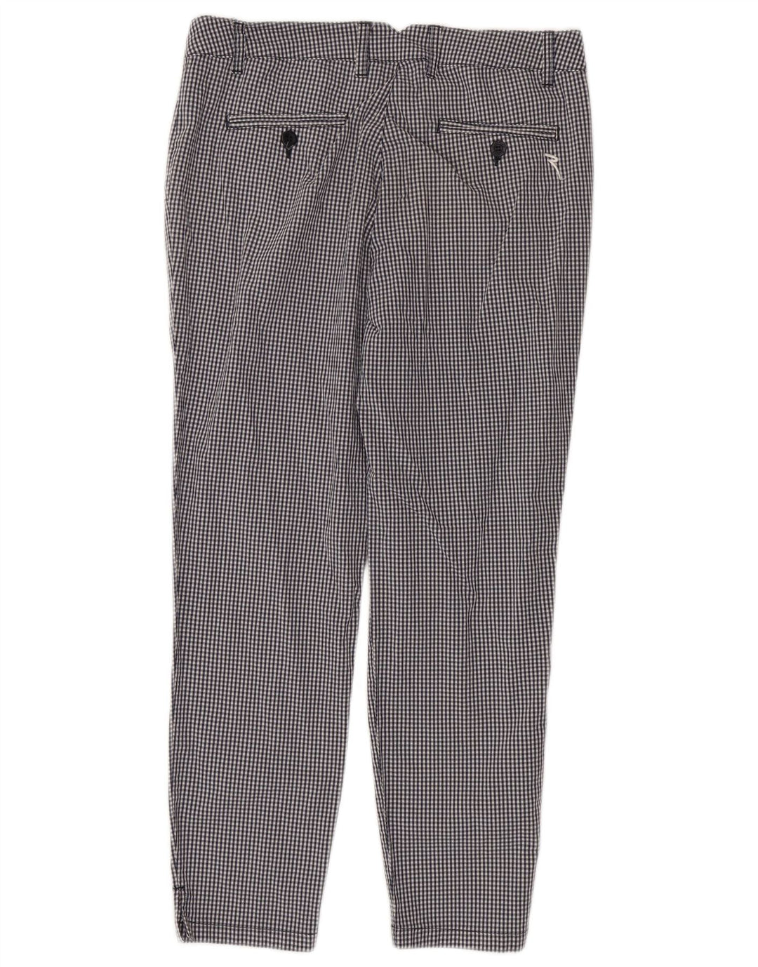 Chervo Womens Slim Casual Trousers IT 44 Medium W38 L26 Black Gingham