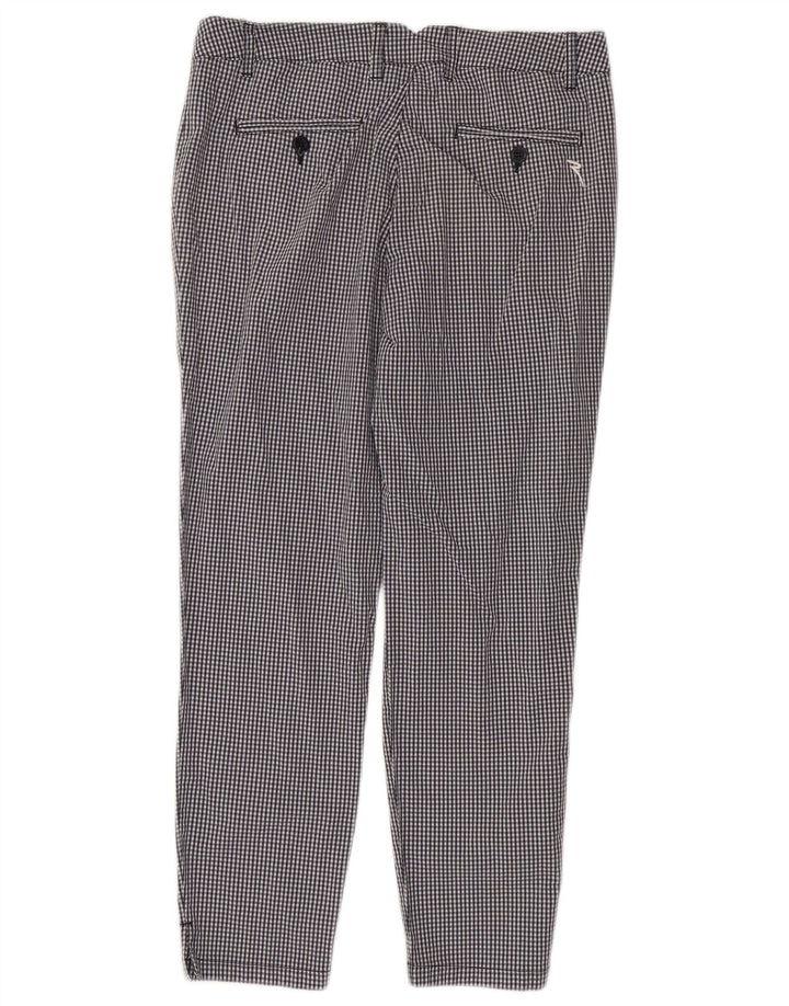 Chervo Womens Slim Casual Trousers IT 44 Medium W38 L26 Black Gingham