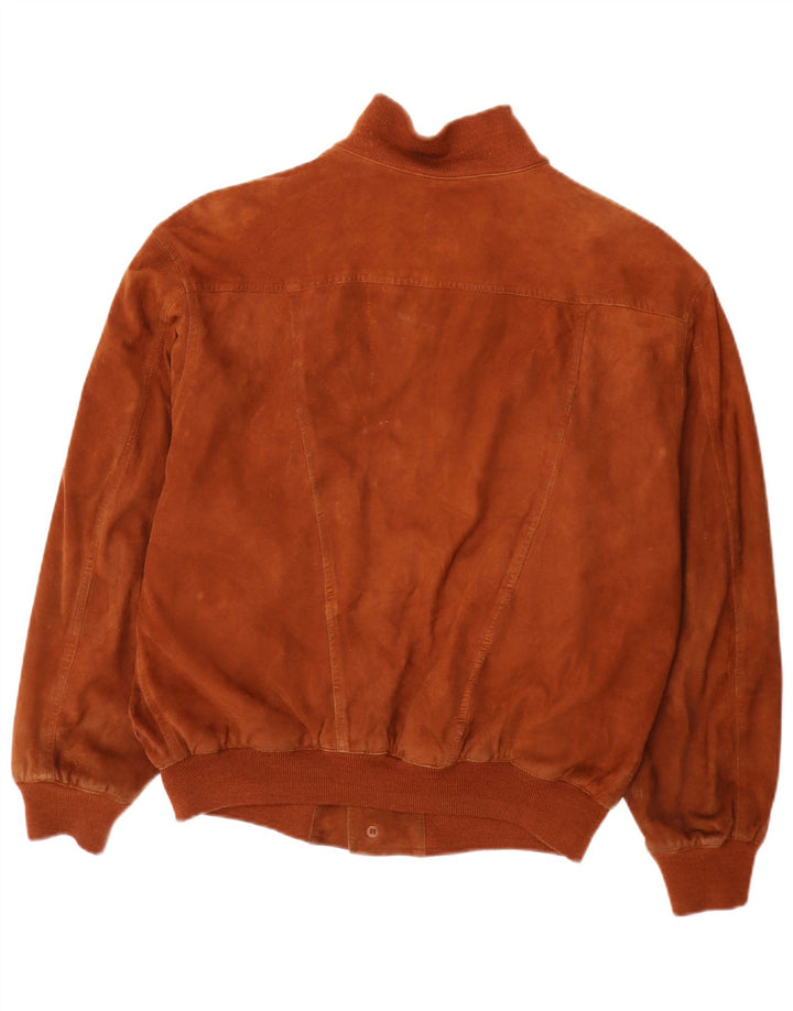 Pelle Moda Mens Suede Bomber Jacket IT 48 Medium Brown