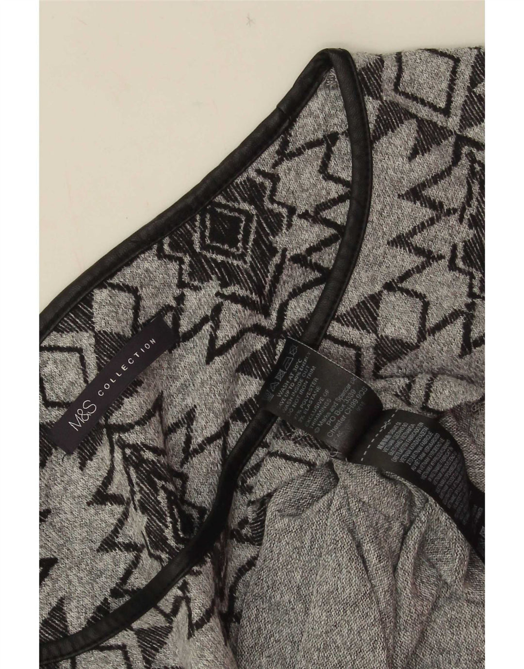 Marks & Spencer Womens 3/4 Sleeve Tunic Dress UK 12 Medium Grey Geometric