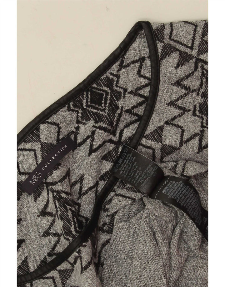 Marks & Spencer Womens 3/4 Sleeve Tunic Dress UK 12 Medium Grey Geometric