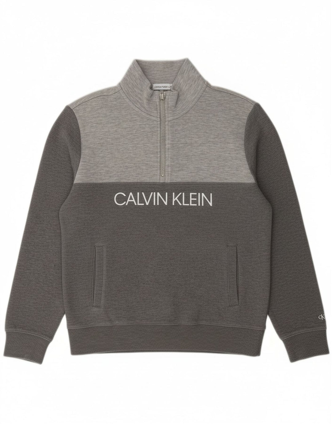 CALVIN KLEIN JEANS Boys Graphic Sweatshirt Jumper 11-12 Years Grey