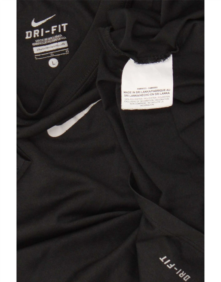 Nike Boys Dri Fit T-Shirt Top 12-13 Years Large Black Polyester
